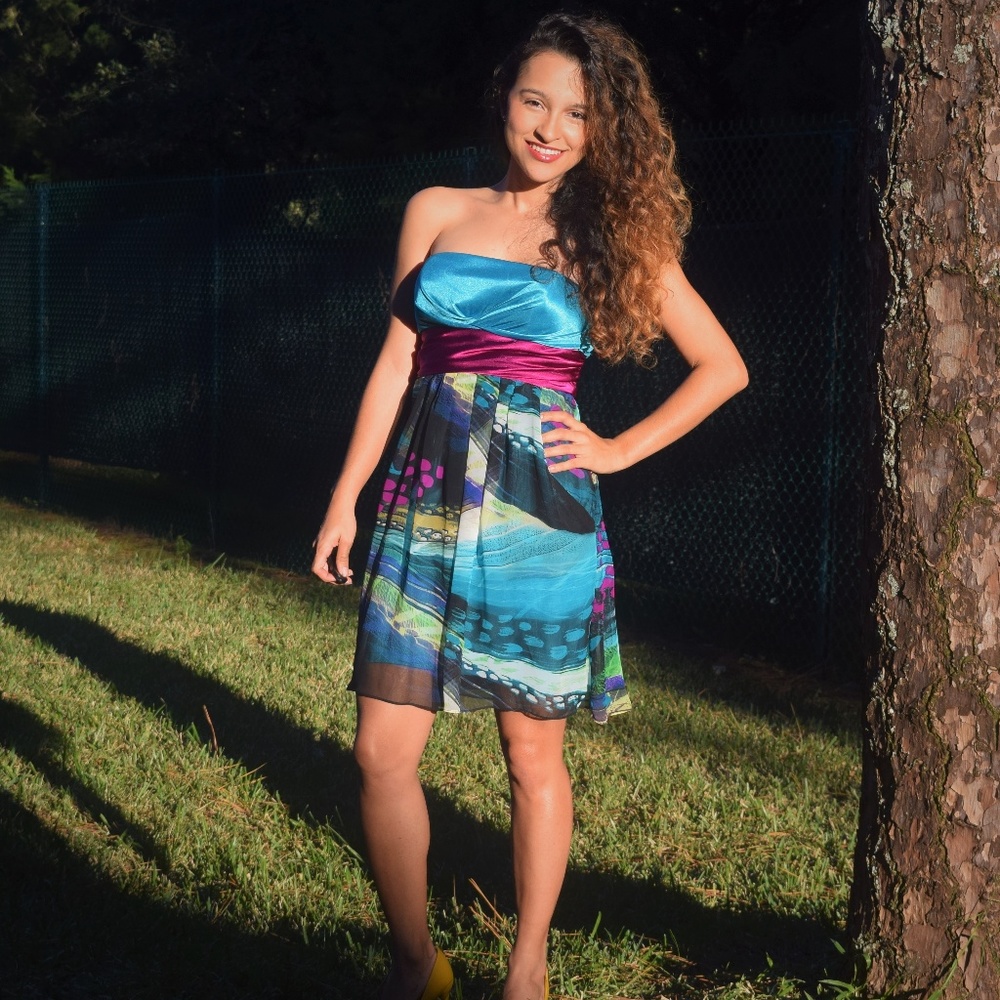 Peacock Strapless Dress